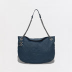 Chanel Wild Stitch Quilted Tote Caviar Leather Blue Gunmetal CC Logo Chain