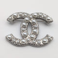 Chanel Brooch CC Logo Faux Pearl Silver Recent