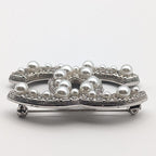 Chanel Brooch CC Logo Faux Pearl Silver Recent — view 2