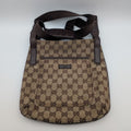 Gucci GG Canvas Shoulder Bag Crossbody Cross Brown