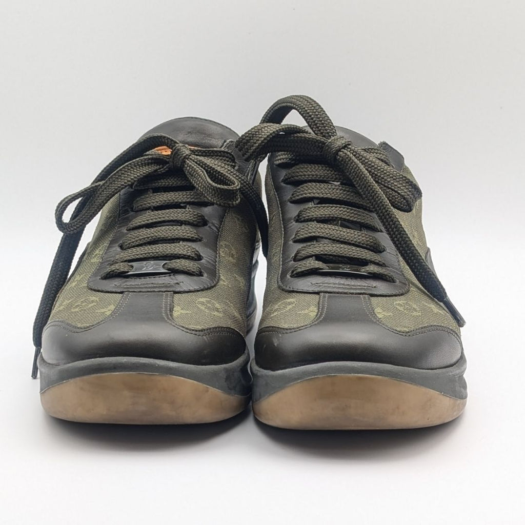 Louis Vuitton Sneakers Monogram Mini Canvas Leather Khaki Logo Shoes — view 3