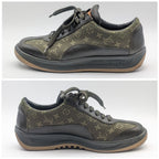 Louis Vuitton Sneakers Monogram Mini Canvas Leather Khaki Logo Shoes — view 2