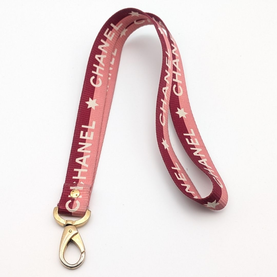 Chanel CC Logo Gold Pink Neck Strap Necklace