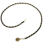 Chanel CC Logo Chain Belt Leather Gold Black