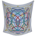 Hermes Carre 140 Cavalcadour Geant Shawl Cashmere Silk Blue Multicolor Scarf