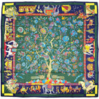 Hermes Carre 90 Fantaisies Indiennes Dazzling India Scarf Silk Green Multicolor