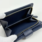 Prada Logo Bifold Wallet L-shaped Zipper Saffiano Leather Navy — view 6