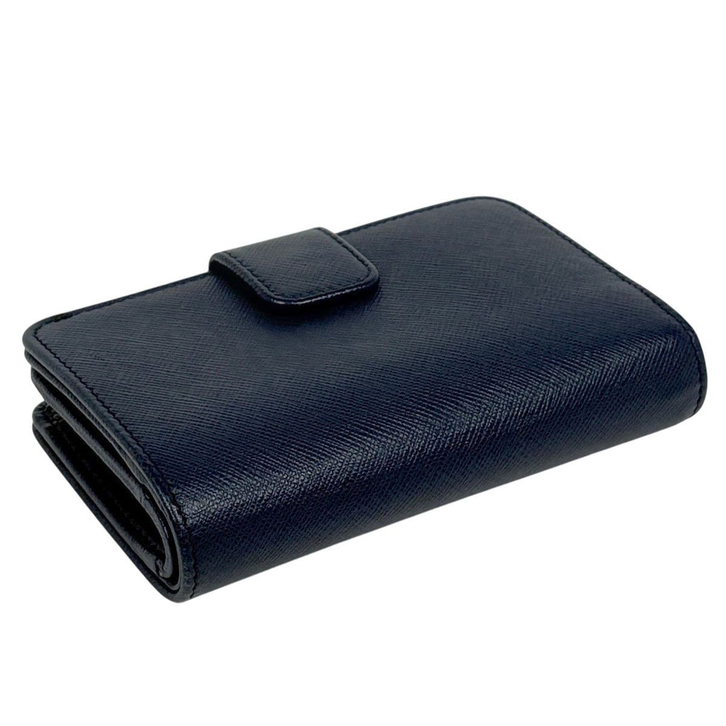 Prada Logo Bifold Wallet L-shaped Zipper Saffiano Leather Navy — view 2