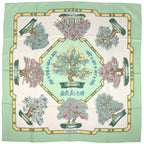 Hermes Carre 90 Bonsai Time Scarf Silk Green Multicolor