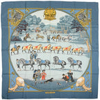 Hermes Carre 90 Presentation de Chevavx Horse Scarf Silk Blue Multicolor
