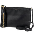 Saint Laurent Logo Shoulder Bag Fringe Leather Black