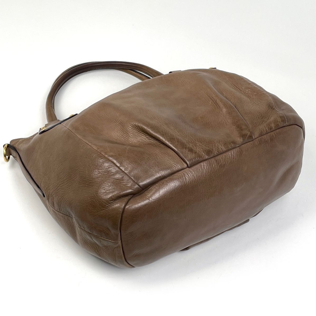 Prada Logo Handbag 2-Way Leather Brown — view 2