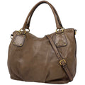 Prada Logo Handbag 2-Way Leather Brown