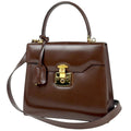 Gucci Ladylock Handbag 2-Way Leather Brown