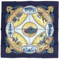 Hermes Carre 90 Cavaliers Peuls Horseman of the Poul Tribe Scarf Silk Navy
