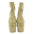Chanel Short Boots Round Toe Wedge Sole CC Logo Suede Quilted Contrast Bicolor — view 3