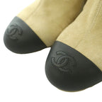 Chanel Short Boots Round Toe Wedge Sole CC Logo Suede Quilted Contrast Bicolor — view 4