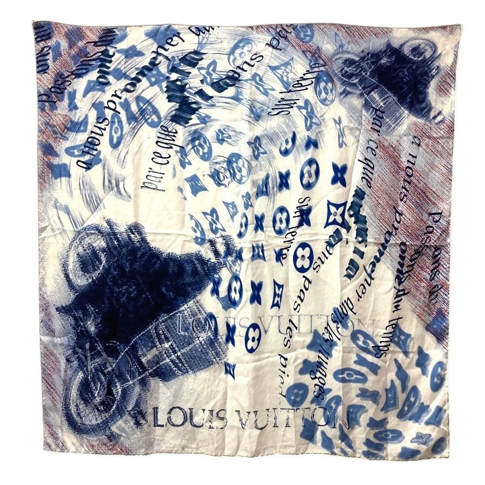 Louis Vuitton Scarf Logo Silk Blue