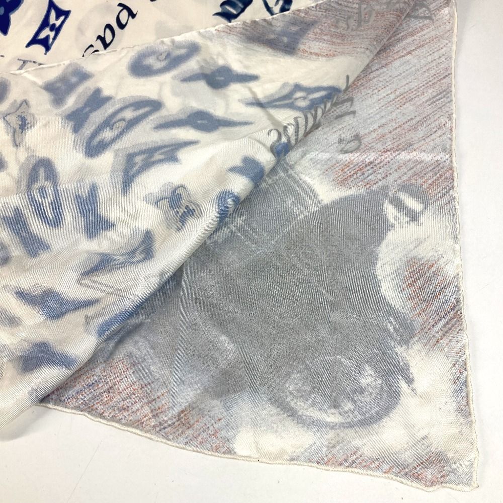 Louis Vuitton Scarf Logo Silk Blue — view 7
