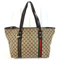 Gucci Shoulder Bag GG Logo Sherry Line Canvas Leather Beige