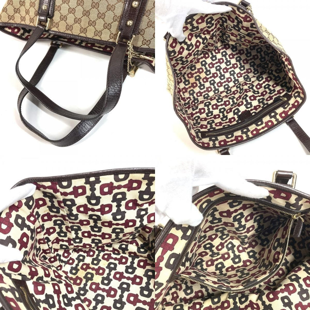 Gucci Shoulder Bag GG Logo Sherry Line Canvas Leather Beige — view 8
