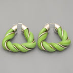 Bottega Veneta Twist Triangle Hoop Earrings Both Ears Leather Light Green Color — view 2