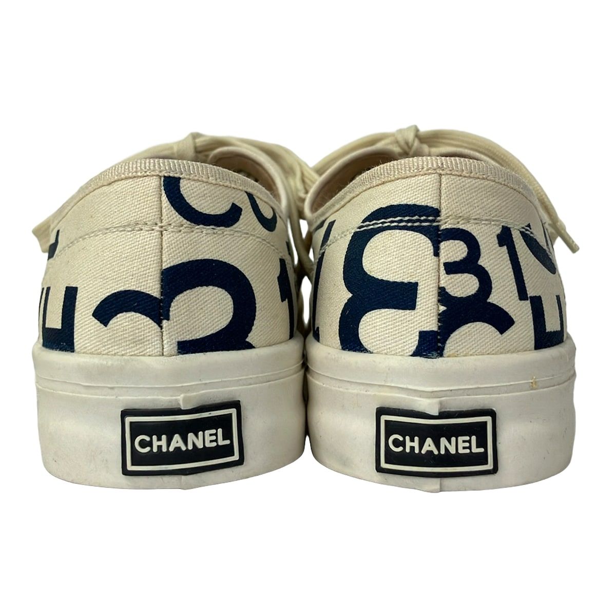 Chanel Sneakers 36 Ivory Navy Logo — view 3