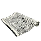 Hermes Shawl Carre Geant 140 White Black Cashmere Silk Scarf