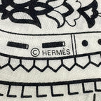 Hermes Shawl Carre Geant 140 White Black Cashmere Silk Scarf — view 2