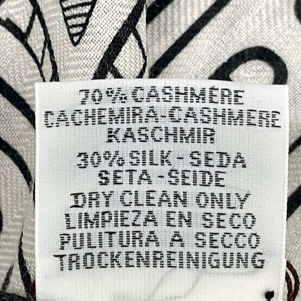 Hermes Shawl Carre Geant 140 White Black Cashmere Silk Scarf — view 3