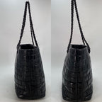 Chanel Tote Chocolate Bar Big CC Logo Chain Black Business Travel — view 5