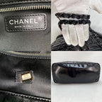 Chanel Tote Chocolate Bar Big CC Logo Chain Black Business Travel — view 4