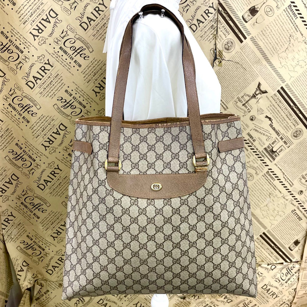 Gucci Vintage Tote Height GG Canvas Document Travel Business