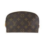 Louis Vuitton Monogram Pochette Cosmetic PM Brown Gold Makeup Pouch Case