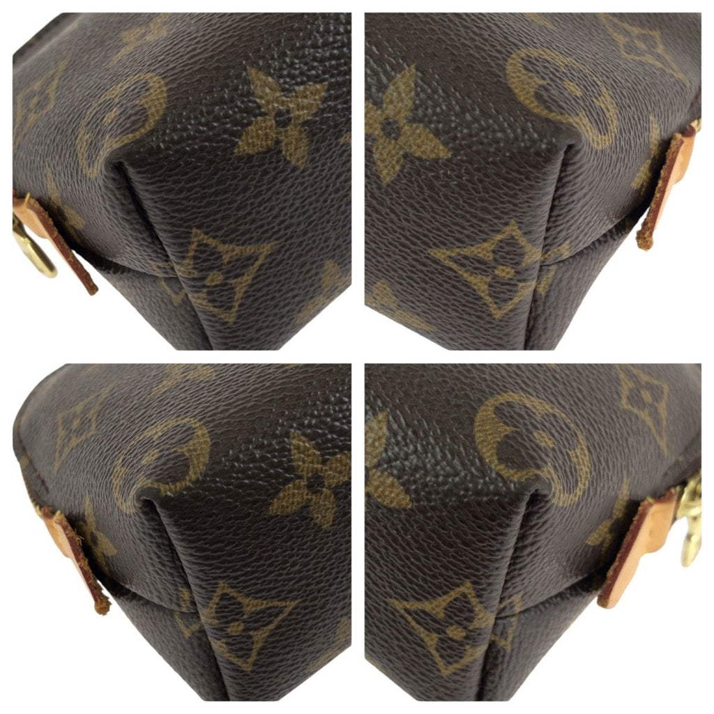 Louis Vuitton Monogram Pochette Cosmetic PM Brown Gold Makeup Pouch Case — view 3