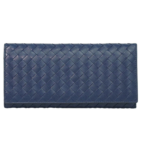 Bottega Veneta Intrecciato Wallet Billfold Leather Navy