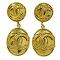 Chanel CC Logo Vintage Earrings Gold Plated
