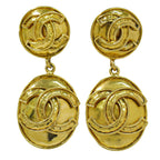 Chanel CC Logo Vintage Earrings Gold Plated