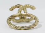 Chanel CC Logo Rhinestone Ring Gold Plated — view 3