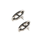 Hermes Earrings Mini Maillon Black Silver — view 2
