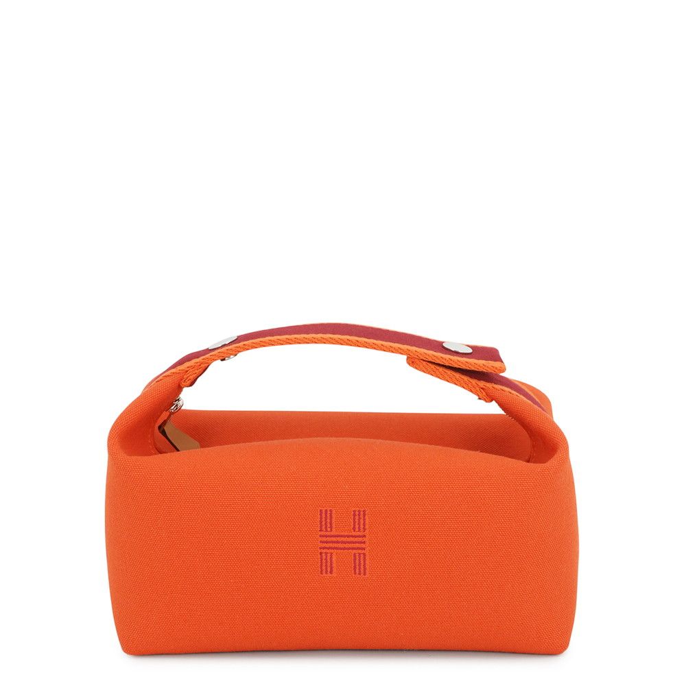 Hermes Pouch Bride-a-Brac PM Orange Silver Canvas Case