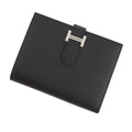 Hermes Bifold Wallet Bearn Compact Black Silver Epsom