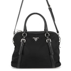 Prada Logo Nylon Leather 2-Way Shoulder Bag Black