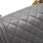 Chanel Chain Shoulder Bag Quilted CC Logo Boy Small Caviar Leather 2-Way — view 8