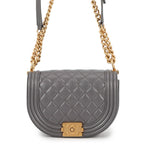 Chanel Chain Shoulder Bag Quilted CC Logo Boy Small Caviar Leather 2-Way