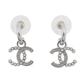 Chanel Earrings CC Logo Rhinestone Faux Pearl
