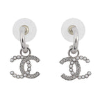 Chanel Earrings CC Logo Rhinestone Faux Pearl