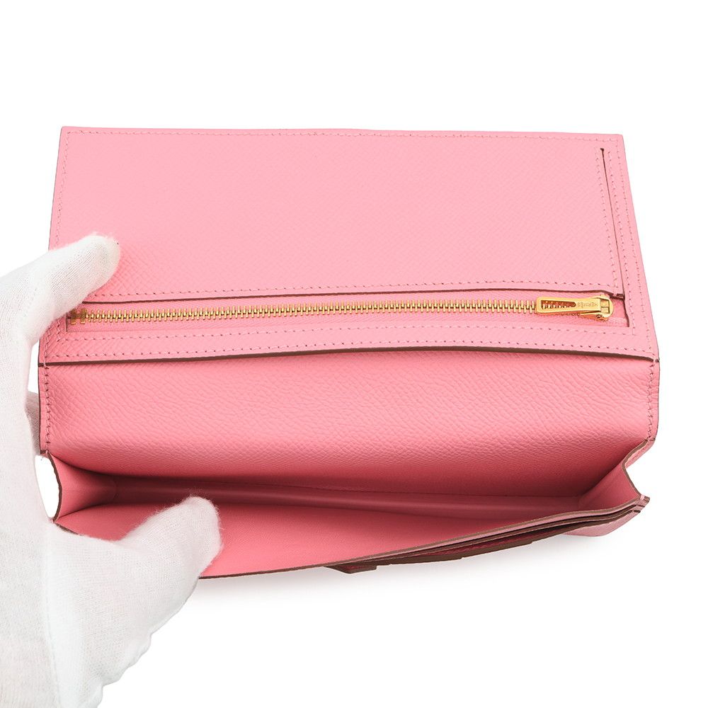 Hermes Wallet Bearn Souffle Depth Yes Rose Confetti Gold Epsom Sold — view 5