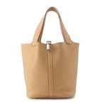 Hermes Handbag Picotin Lock MM Biscuit Silver Taurillon Clemence
