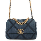 Chanel Chain Shoulder Bag 19 CC Logo Denim 2-Way